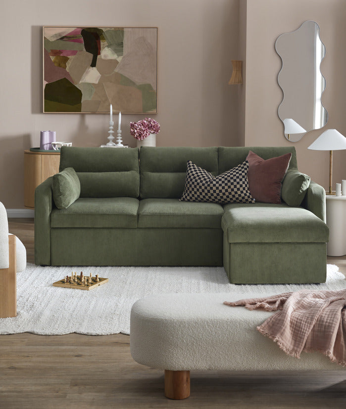 CARTER 4 SEATER QUEEN SOFA BED WITH REVERSIBLE CHAISE