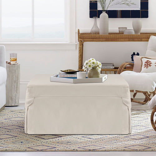 DECOR TRADERS FOLDLUX CONVERTIBLE OTTOMAN SOFA BED WITH CASTORS & SLIPCOVER