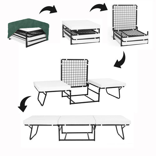 DECOR TRADERS FOLDLUX CONVERTIBLE OTTOMAN FOLDING BED WITH SLIPCOVER