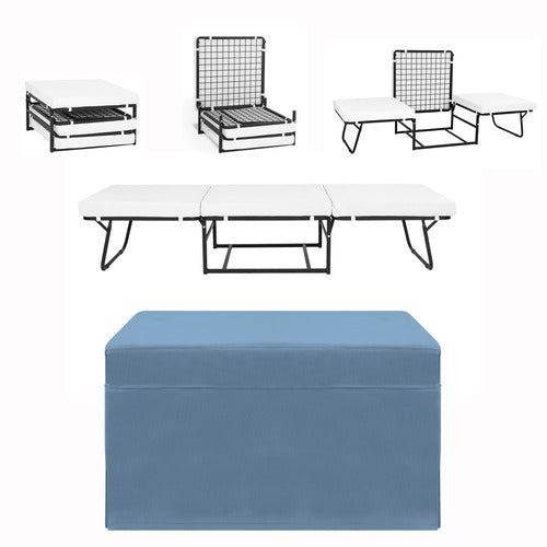 DECOR TRADERS FOLDLUX CONVERTIBLE OTTOMAN SOFA BED WITH SLIPCOVER