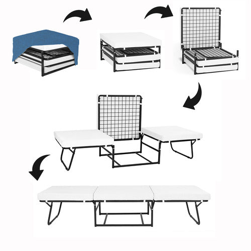 DECOR TRADERS FOLDLUX CONVERTIBLE OTTOMAN FOLDING BED WITH SLIPCOVER
