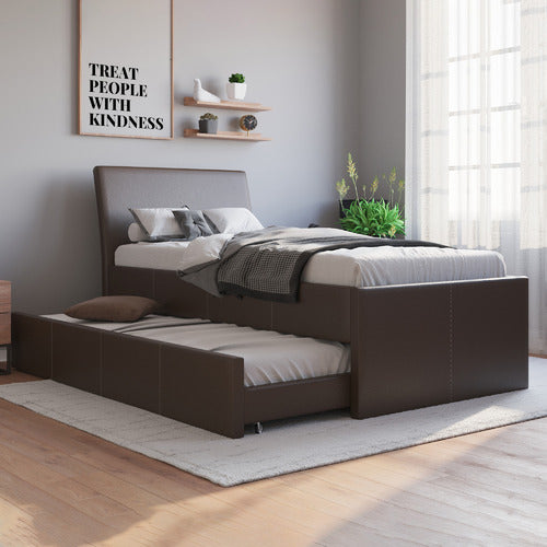 RAWSON & CO VIVIAN KING SINGLE FAUX LEATHER TRUNDLE BED