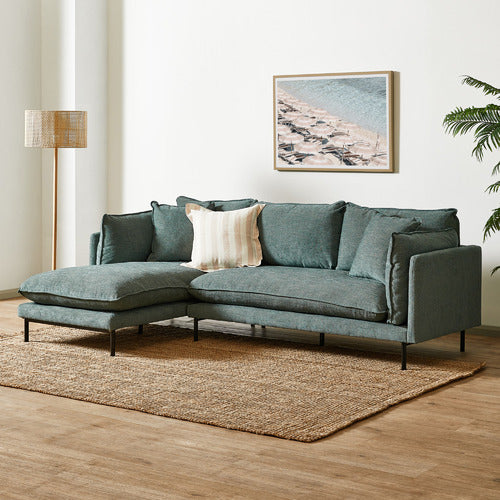 OCEAN GREEN BELLAMY 3 SEATER SOFA WITH CHAISE