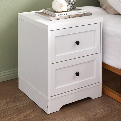 LIVING FUSION WHITE AURORA 2 DRAWER BEDSIDE TABLE