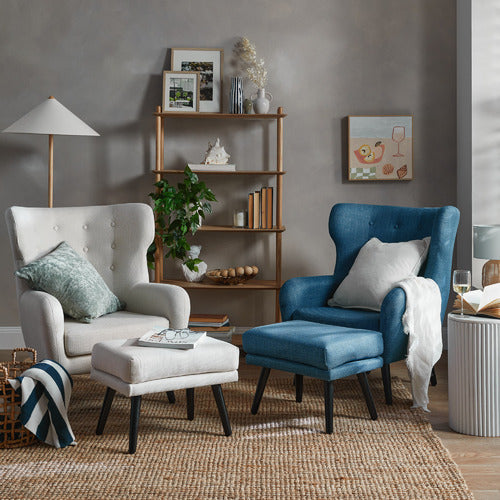 2 PIECE HANOVER UPHOLSTERED ARMCHAIR & FOOTSTOOL SET