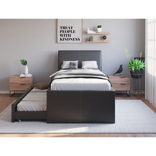 RAWSON & CO VIVIAN KING SINGLE FAUX LEATHER TRUNDLE BED