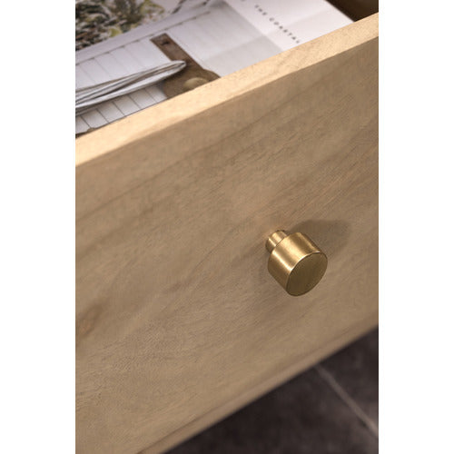MAYA MARBLE & MANGO WOOD BEDSIDE TABLE