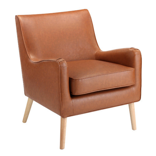 TAN SHELLEY PREMIUM FAUX LEATHER ARMCHAIR