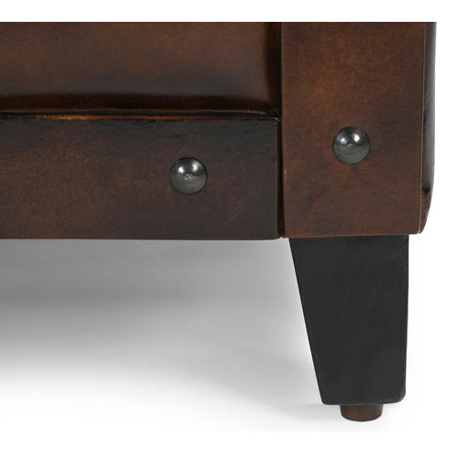 THE DECOR STORE STUDDED LEATHER ARM CHAIR
