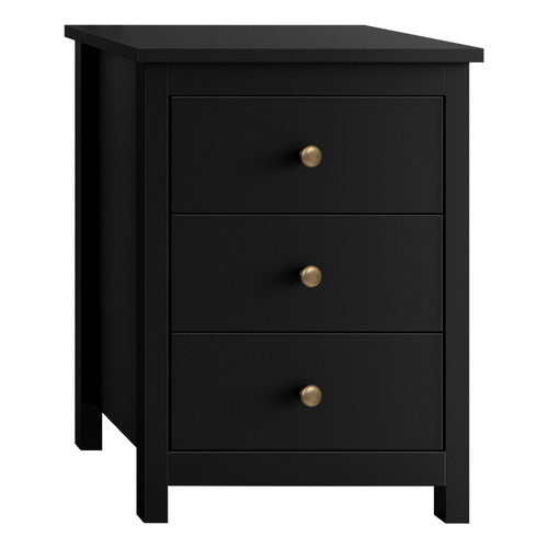 HOXTON ROOM BLACK GEOFFREY 3 DRAWER BEDSIDE TABLE
