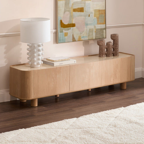 180CM PREMIUM MAGNUS TRAVERTINE STONE-TOP TV UNIT