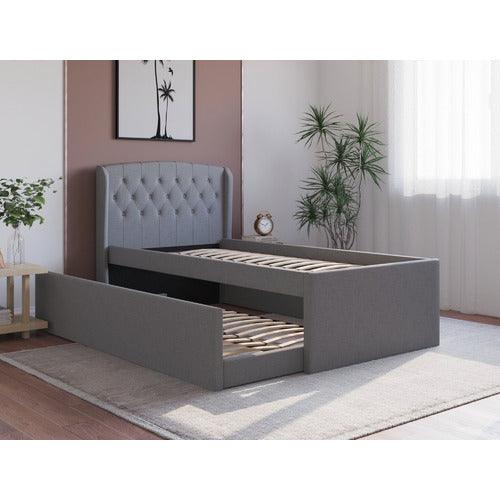 RAWSON & CO JORDANOV UPHOLSTERED KING SINGLE BED WITH TRUNDLE