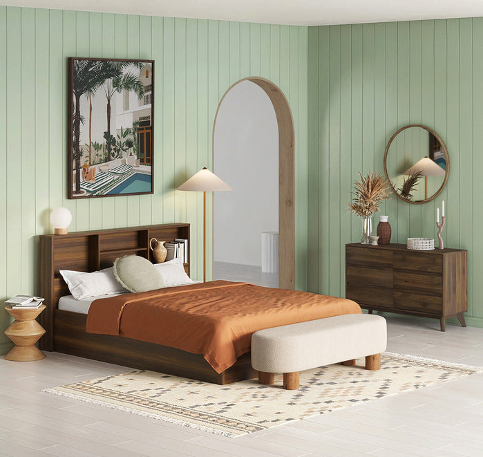 CORE LIVING ANDERSON QUEEN BED WITH BOOKCASE HEADBOARD