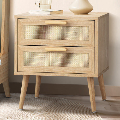 LIVING FUSION HOLLY RATTAN 2 DRAWER BEDSIDE TABLE