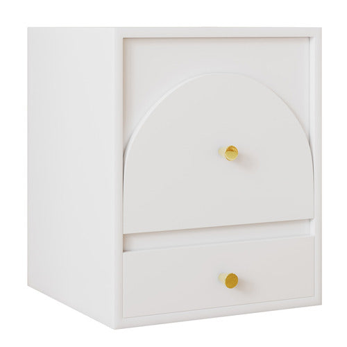 AROYA HOME WHITE SOLARA 2 DRAWER BEDSIDE TABLE