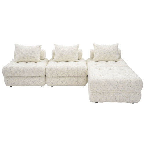 EVER DREAMING LIVING BEIGE ELLA 4 SEATER WOOL-BLEND SOFA & OTTOMAN SET