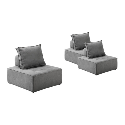 LIVING FUSION ELGA UPHOLSTERED ARMLESS LOUNGE CHAIRS (SET OF 3)