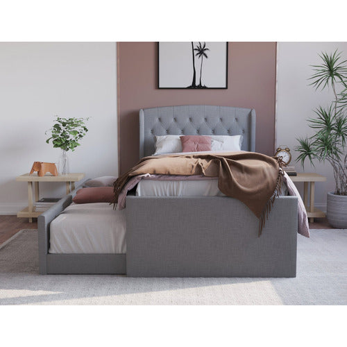 RAWSON & CO JORDANOV UPHOLSTERED KING SINGLE BED WITH TRUNDLE