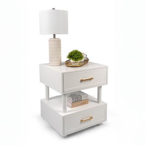 NORDIC STREET CROSSAN PINE WOOD BEDSIDE TABLE