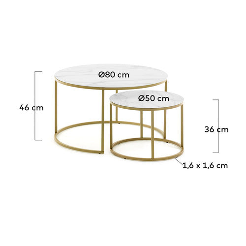 LINEA FURNITURE 2 PIECE TORLEF FAUX MARBLE NESTING COFFEE TABLE SET