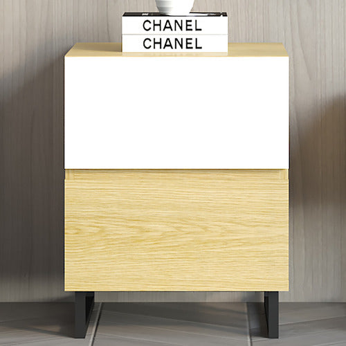CORE LIVING NATURAL & WHITE MOORE 2 DRAWER BEDSIDE TABLE