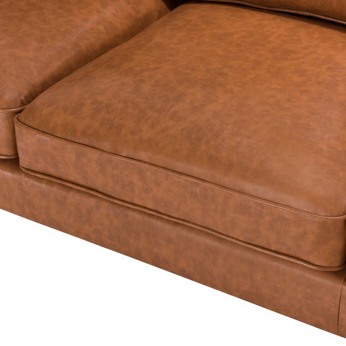 TAN CARLO FAUX LEATHER 3 SEATER SOFA