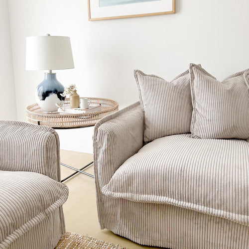 HYDE PARK HOME CUMULUS 3 SEATER CORDUROY SLIPCOVER SOFA
