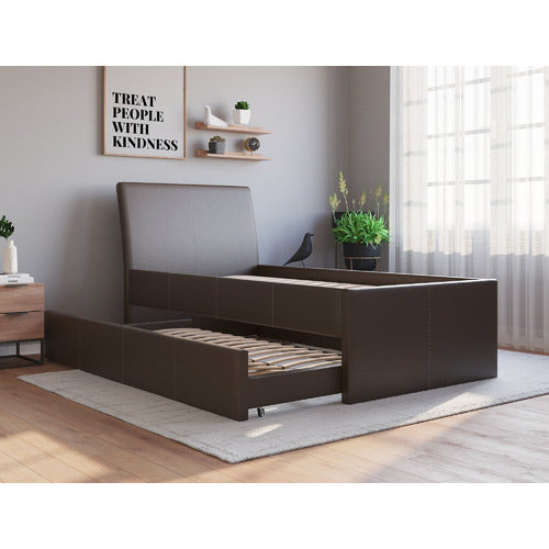 RAWSON & CO VIVIAN KING SINGLE FAUX LEATHER TRUNDLE BED