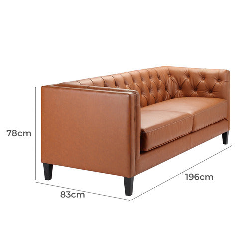 THIAGO 3 SEATER PREMIUM FAUX LEATHER SOFA