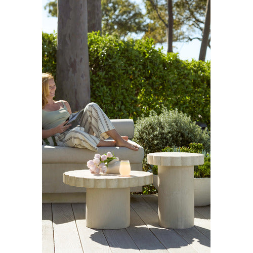 CLOVELLY TRAVERTINE-LOOK OUTDOOR COFFEE TABLE