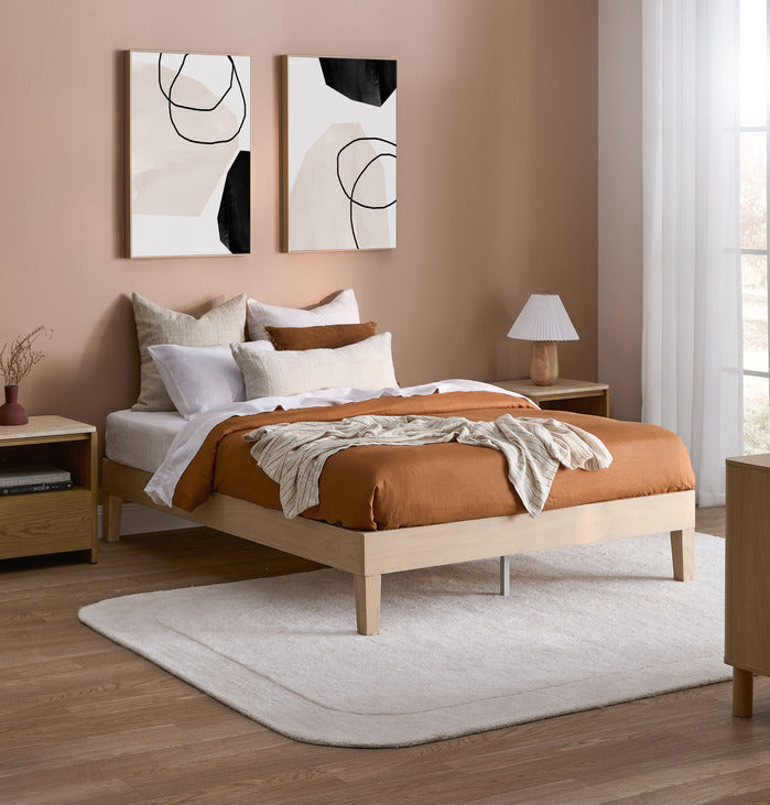 WHITEWASH BECKHAM PINE WOOD BED BASE