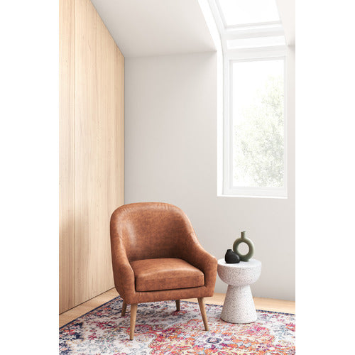 TAN MAYA FAUX LEATHER ARMCHAIR