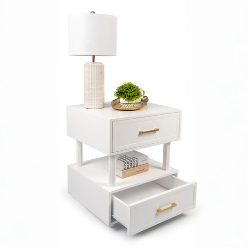 NORDIC STREET CROSSAN PINE WOOD BEDSIDE TABLE