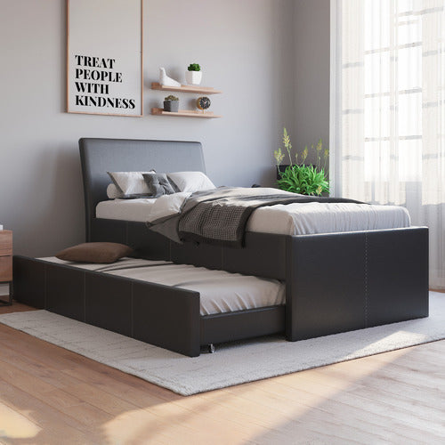 RAWSON & CO VIVIAN KING SINGLE FAUX LEATHER TRUNDLE BED