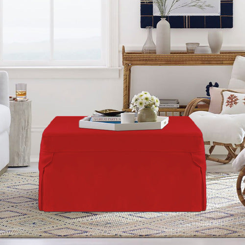 DECOR TRADERS FOLDLUX CONVERTIBLE OTTOMAN SOFA BED WITH CASTORS & SLIPCOVER