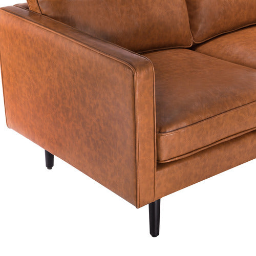 TAN CARLO FAUX LEATHER 3 SEATER SOFA