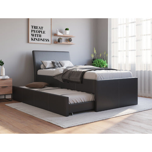 RAWSON & CO VIVIAN KING SINGLE FAUX LEATHER TRUNDLE BED