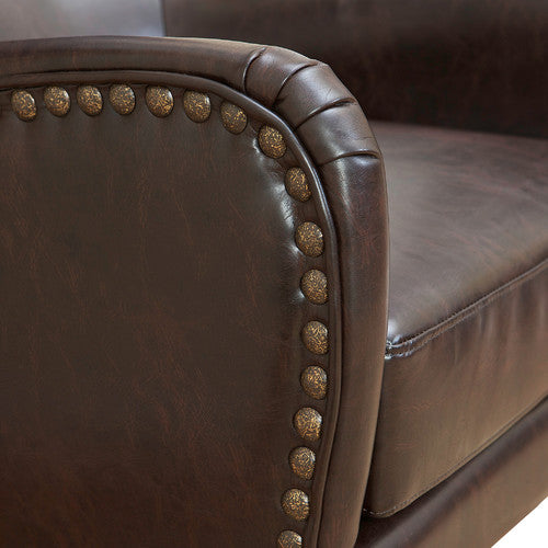 FURNITURE MARKET BARCLAY FAUX LEATHER WING BACKED ARMCHAIR