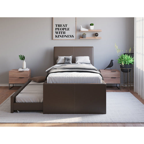 RAWSON & CO VIVIAN KING SINGLE FAUX LEATHER TRUNDLE BED