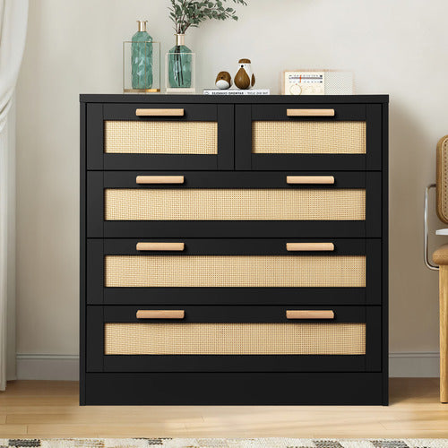 HOXTON ROOM ANGUS 5 DRAWER RATTAN DRESSER