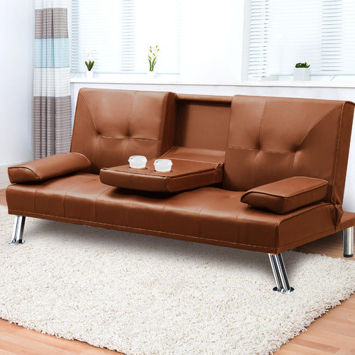 OAKLEIGH HOME CLAUDE 3 SEATER FAUX LEATHER FUTON SOFA BED