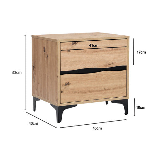 EXPERT HOMEWARES LUCA 2 DRAWER BEDSIDE TABLE