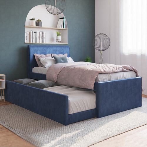 RAWSON & CO SELINA VELVET KING SINGLE BED WITH TRUNDLE