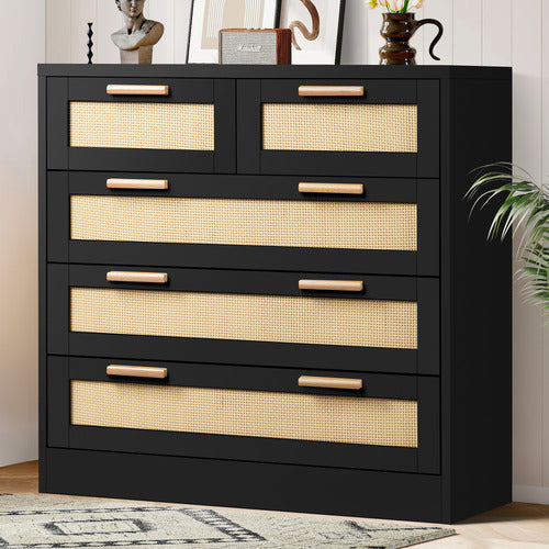 HOXTON ROOM ANGUS 5 DRAWER RATTAN DRESSER