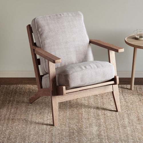 NATURALLY PROVINICIAL COILA SOLID OAK & LINEN LEISURE ARMCHAIR