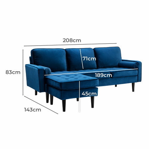 STOCKHOLM VELVET REVERSIBLE CHAISE SOFA