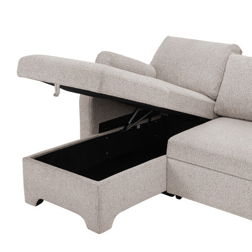 FRIDA 4 SEATER QUEEN SOFA BED WITH REVERSIBLE CHAISE