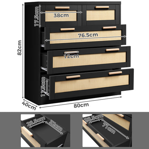 HOXTON ROOM ANGUS 5 DRAWER RATTAN DRESSER