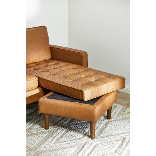 TAN STOCKHOLM FAUX LEATHER REVERSIBLE CHAISE SOFA