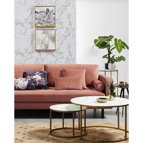 LINEA FURNITURE 2 PIECE TORLEF FAUX MARBLE NESTING COFFEE TABLE SET